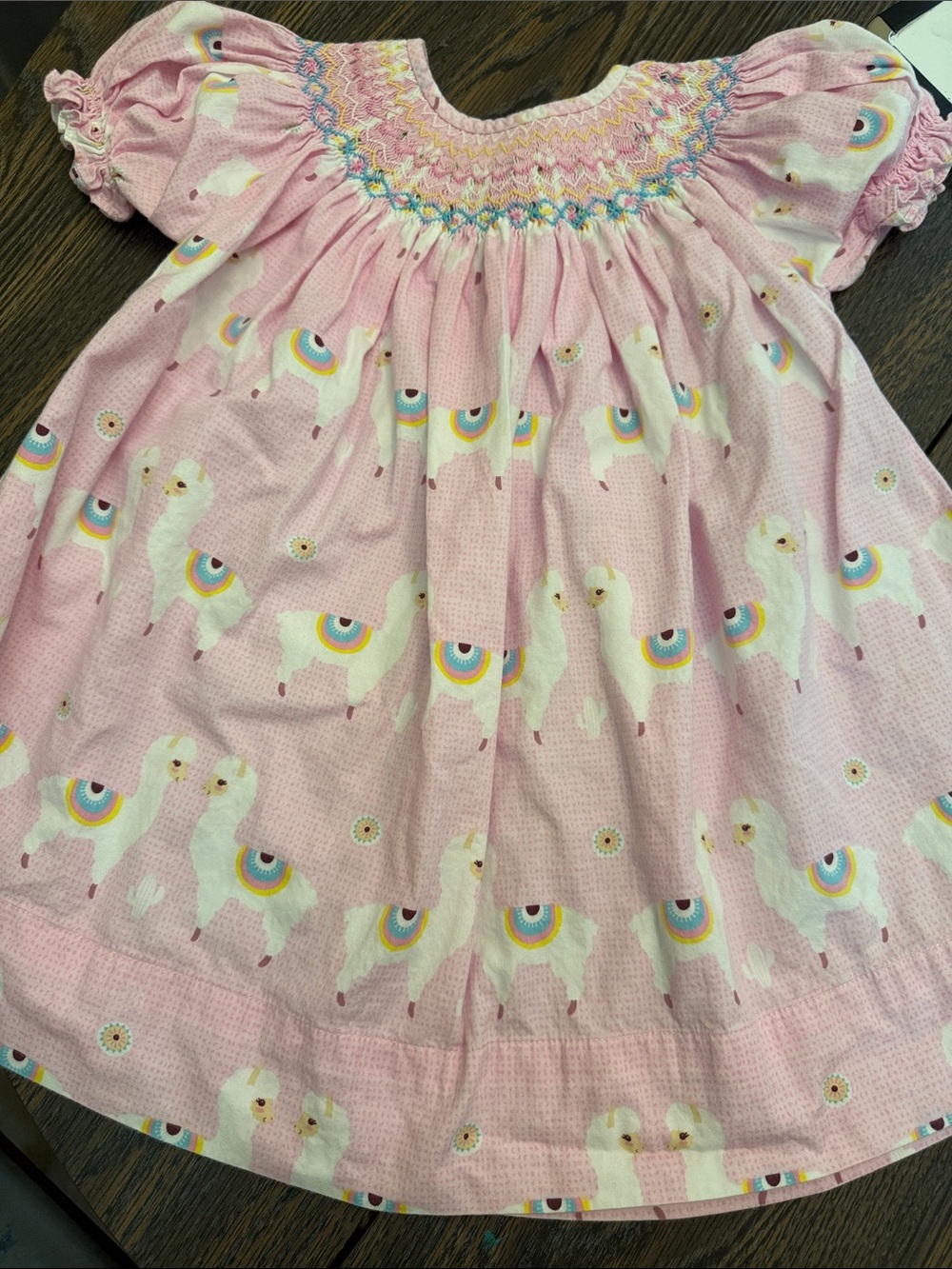 Nola Smocked Pink Llama Smocked 5t Dress